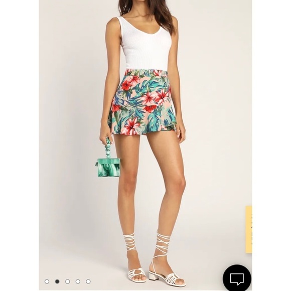 NWT - Lulus Terrifically Tropical Pink Tropical Print Ruffled Skort - Picture 3 of 11
